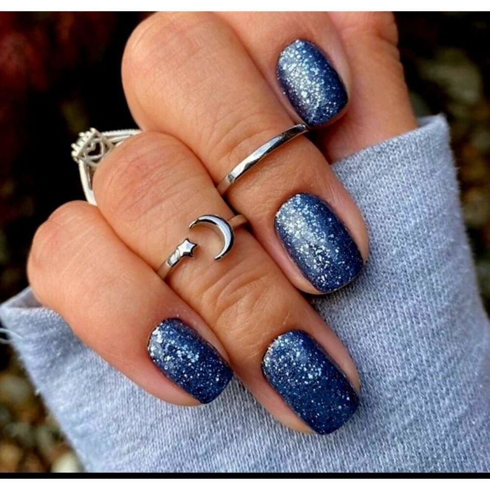 Moon river Color Street Silver Glitter Press-On Nails. Moon river